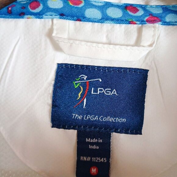 LPGA Collection Medium White Golf Tennis Jacket Full Zip Vented Athletic Stretch - Picture 8 of 9